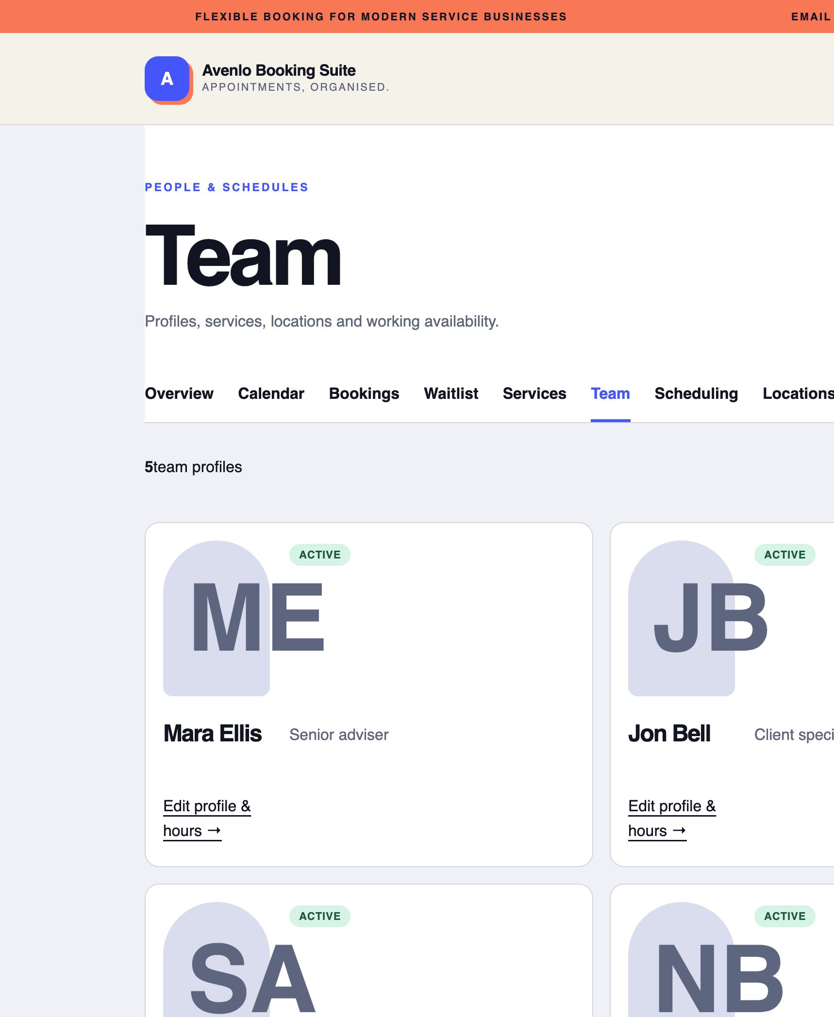Avenlo Booking Suite interface screenshot 6