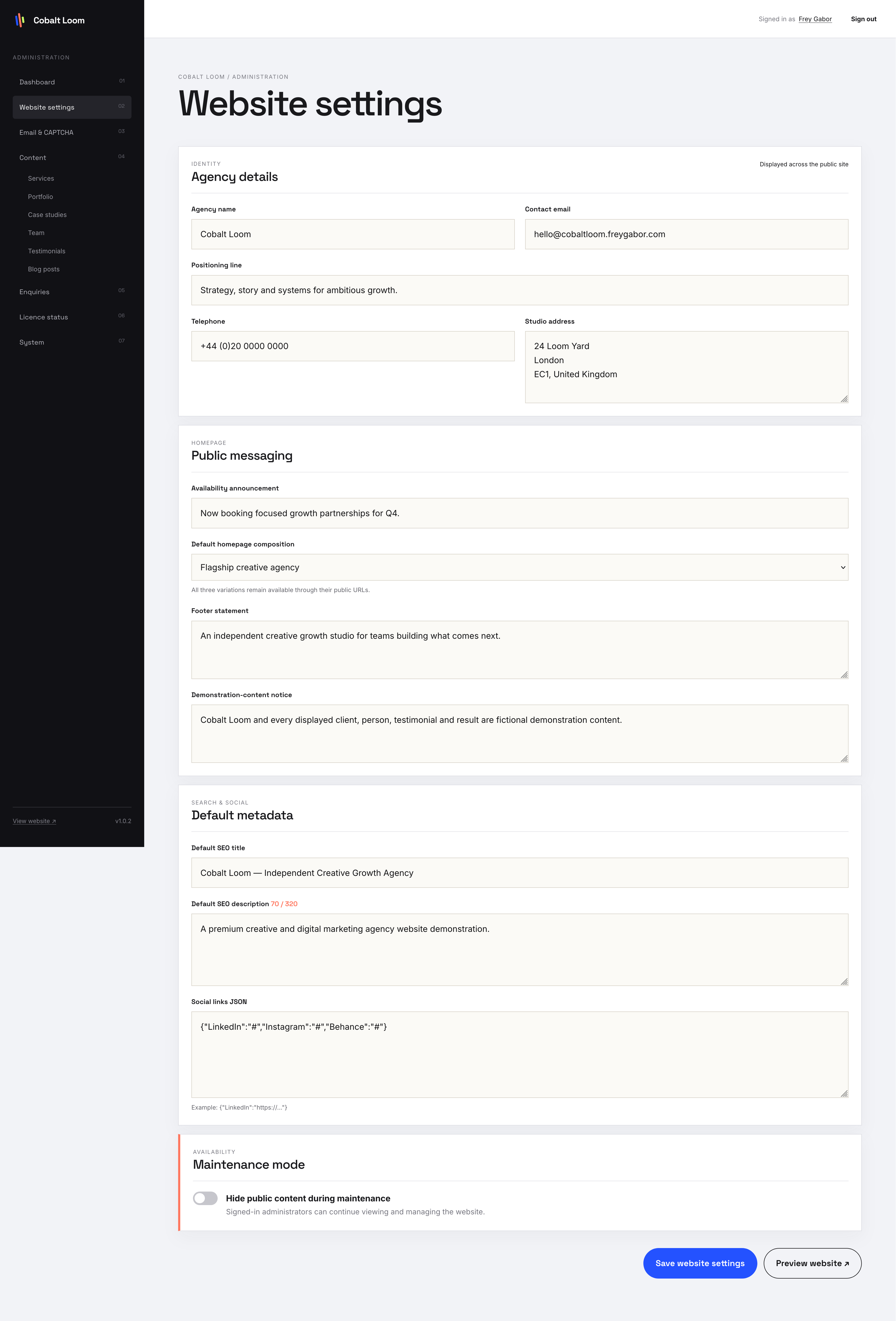 Cobalt Loom Creative Agency interface screenshot 9