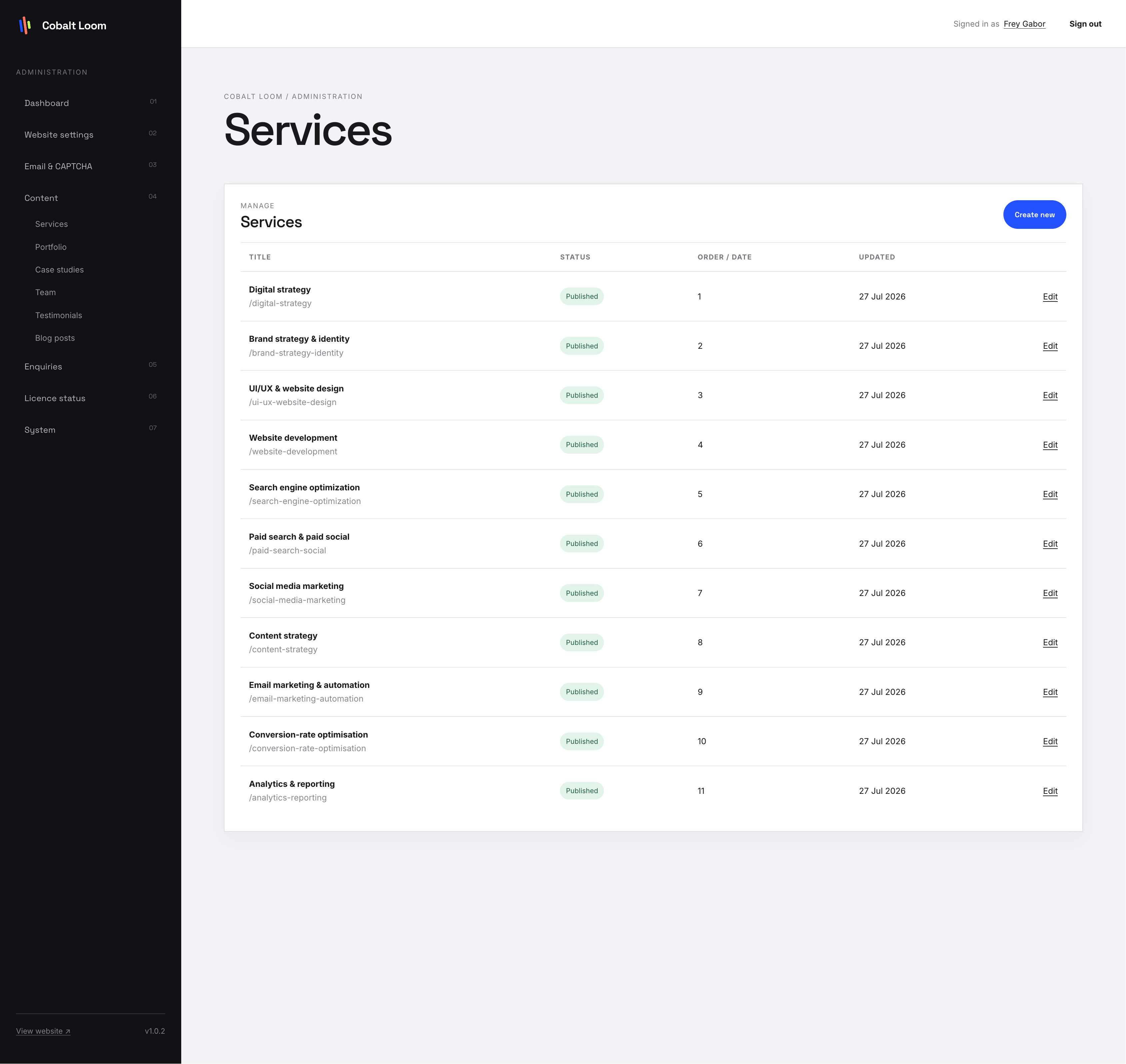 Cobalt Loom Creative Agency interface screenshot 2
