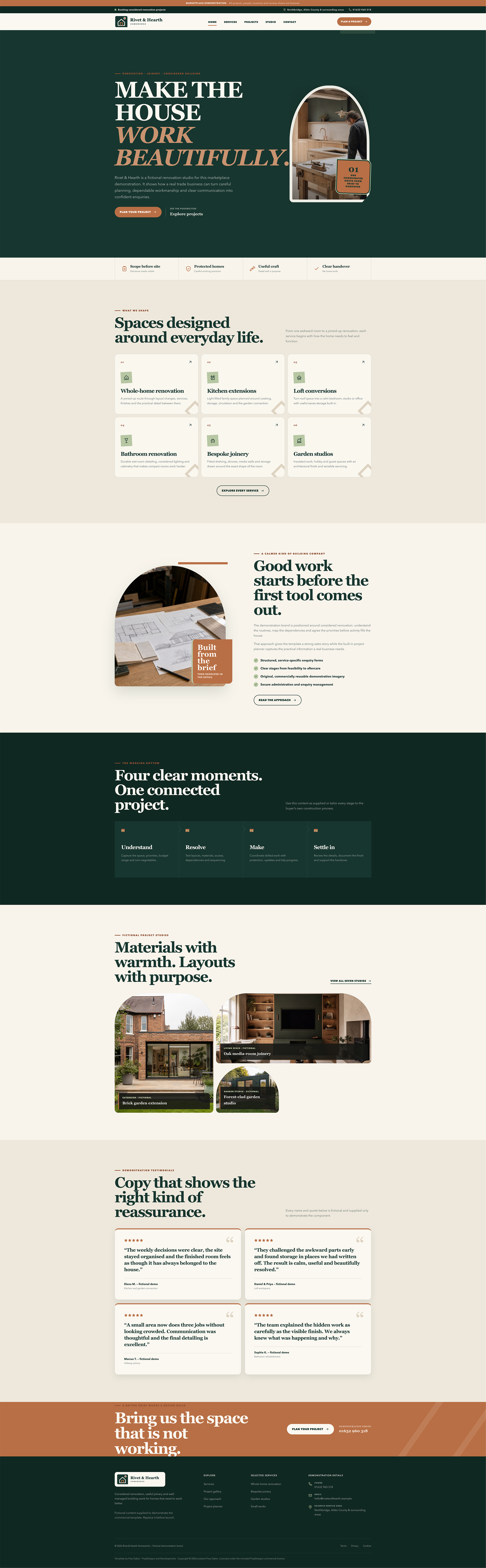 Rivet & Hearth Trade & Renovation Website interface screenshot 7