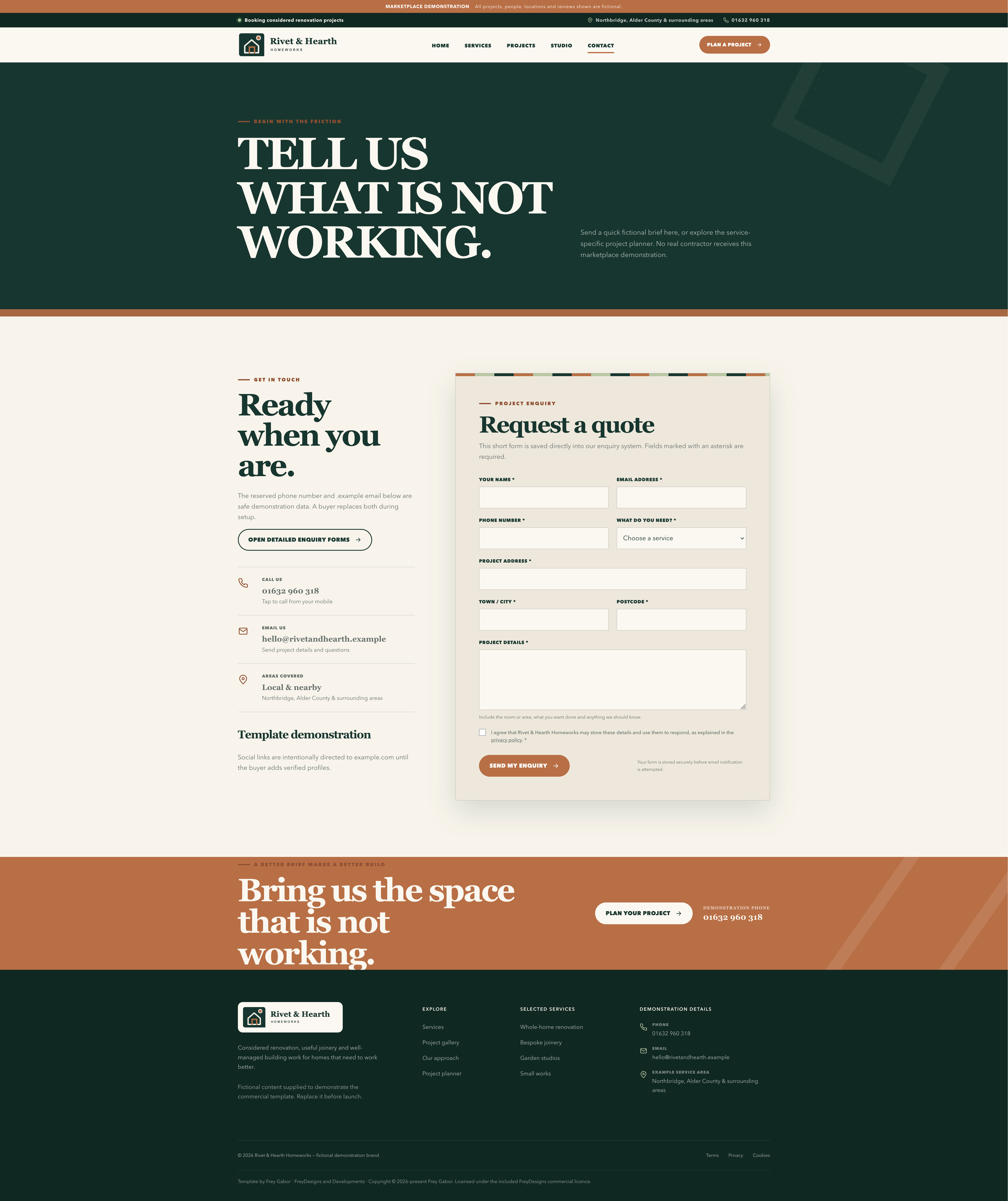 Rivet & Hearth Trade & Renovation Website interface screenshot 3
