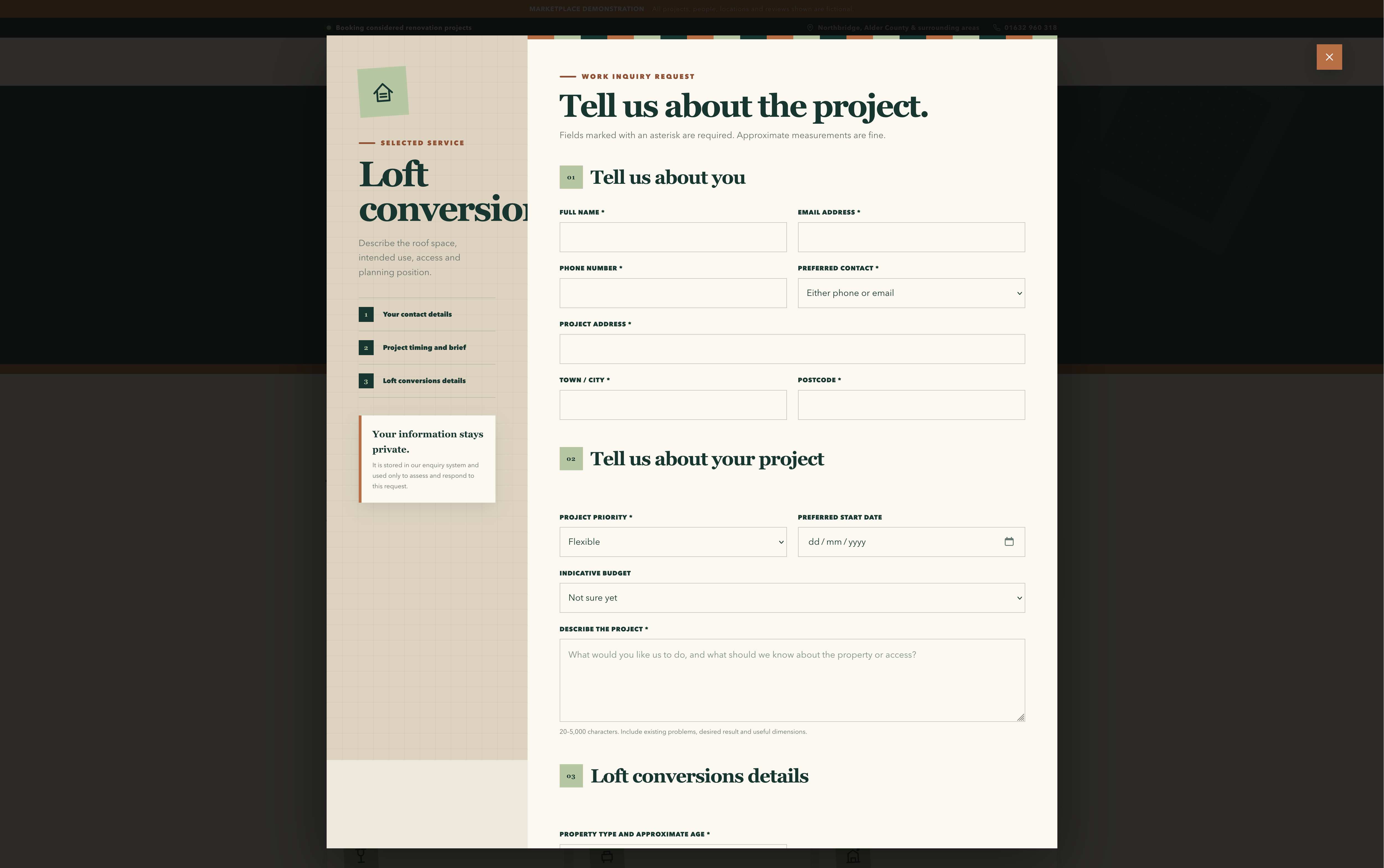 Rivet & Hearth Trade & Renovation Website interface screenshot 1